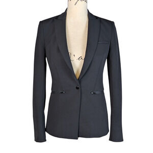 Veronica Beard Black Tailored Blazer Dickey Compatible Size 0 Zip Pocket Jacket